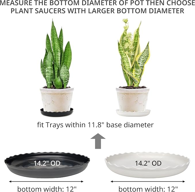 Plant Saucer, 7 Pack 8 10 12 14 15 Inch Durable Plastic Plant Trays - Image 2