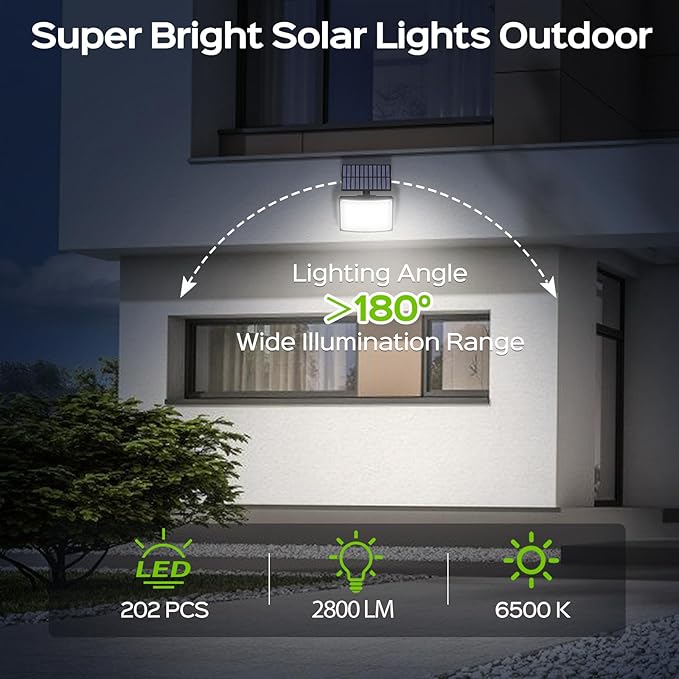 Adiding Solar Outdoor Lights, 202 LEDs Flood Lights - Image 3