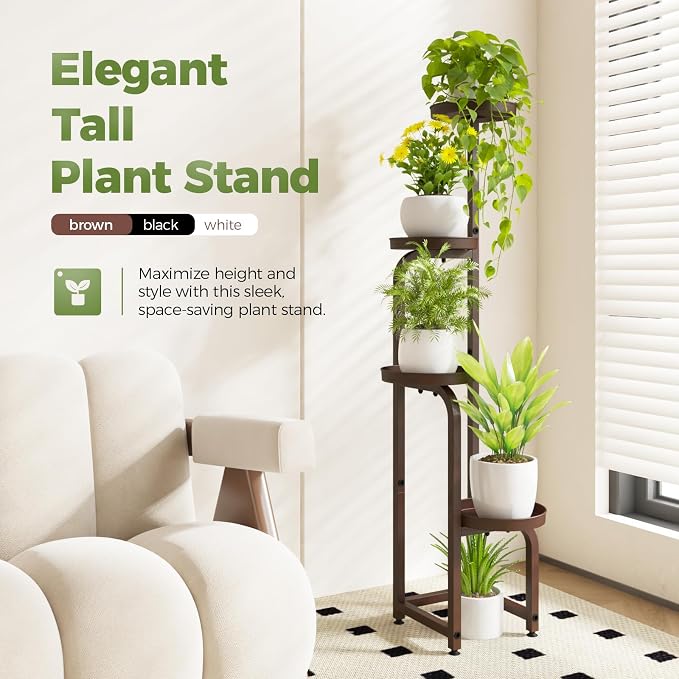 Bamworld Corner Plant Stand Indoor Outdoor, Tall Metal Flower Pot Stands - Image 2