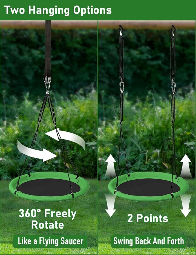 24 Inch Saucer Tree Swing Set for Kids & Adults, Adjustable Flying Swing Seat - Image 6