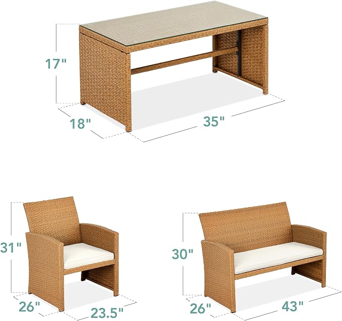 Best Choice Products 4-Piece Outdoor Wicker Patio Conversation Furniture Set - Image 7