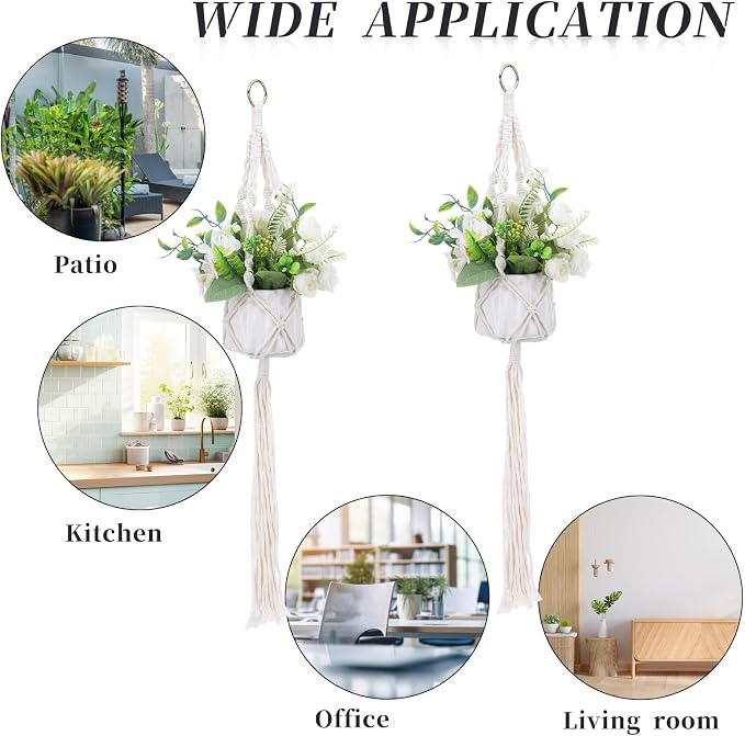 Sliverdew Macrame Plant Hanger, 2 Pack Boho Hanging Planters Baskets - Image 4
