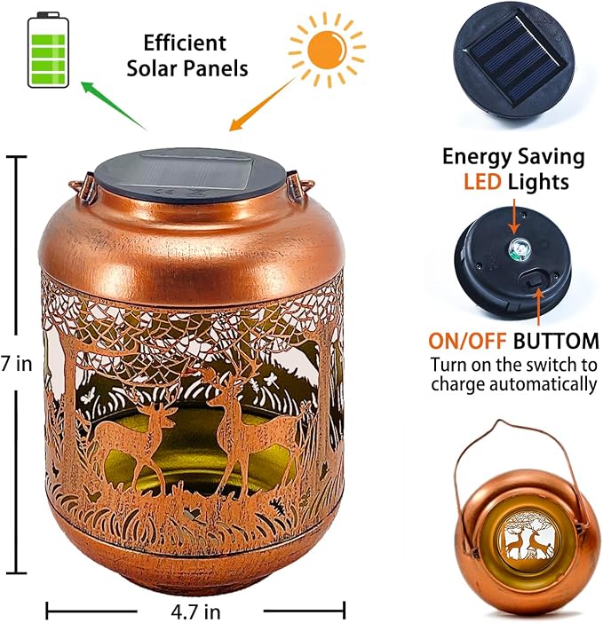 Deer Solar Lanterns Outdoor Waterproof Hanging Solar Lights Deer Gifts - Image 6