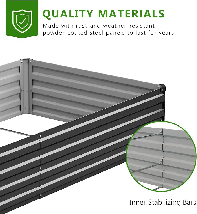 2PCS 12x3x1ft Galvanized Raised Garden Bed Kit, Galvanized Planter Raised - Image 5