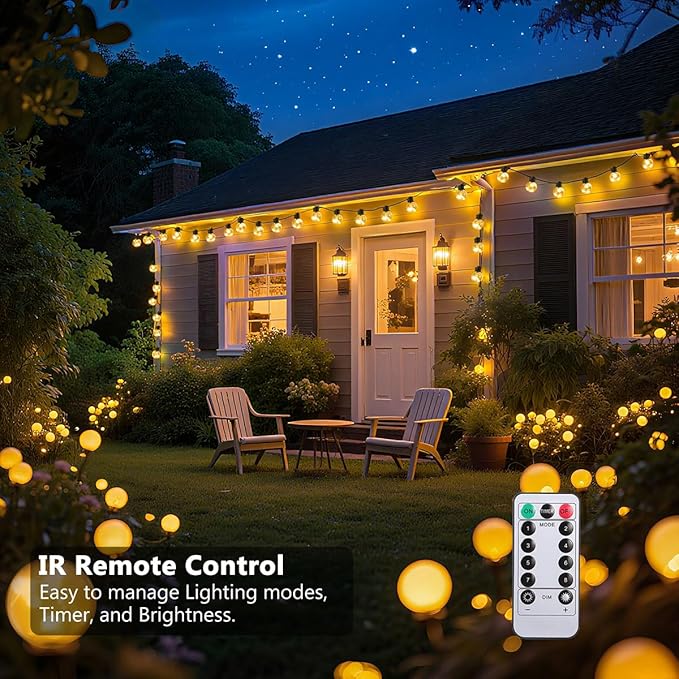 Outdoor String Lights, 25ft 20 LED Bulbs Hanging Patio Lights Dimmable - Image 4
