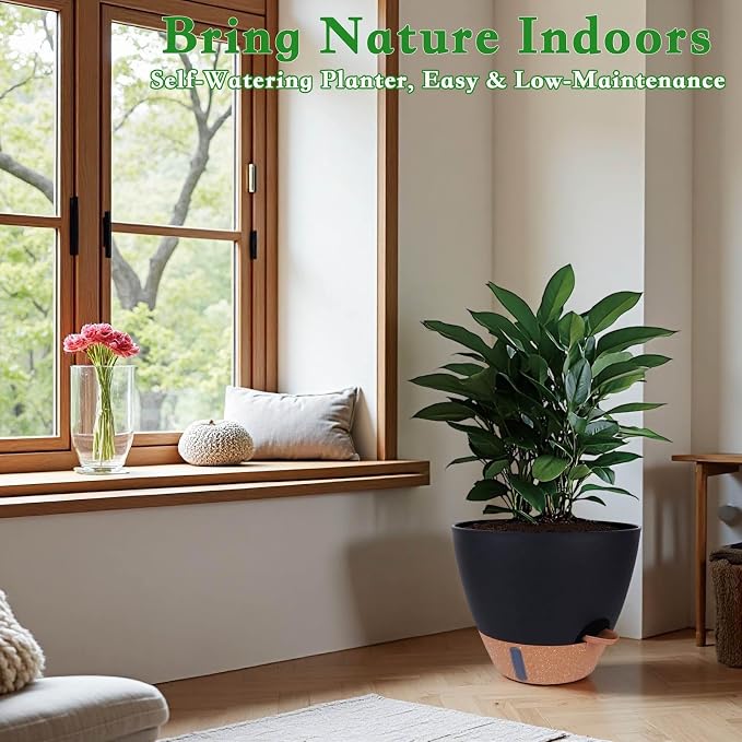 Self-Watering Plant Pots for Indoor Plants: 8/10/12 Inch Large Plastic Planter - Image 7