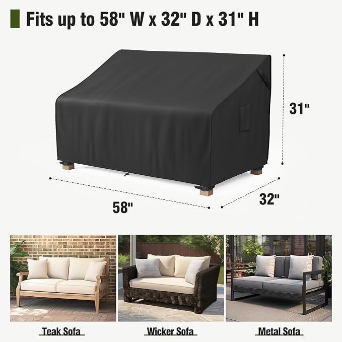MR.COVER 2-Seater Patio Loveseat Cover, Patio Furniture Covers Waterproof - Image 2