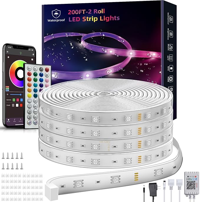 Outdoor Led Strip Lights Waterproof 198ft, Ip65 Outside Led Light Strip by Ledagic