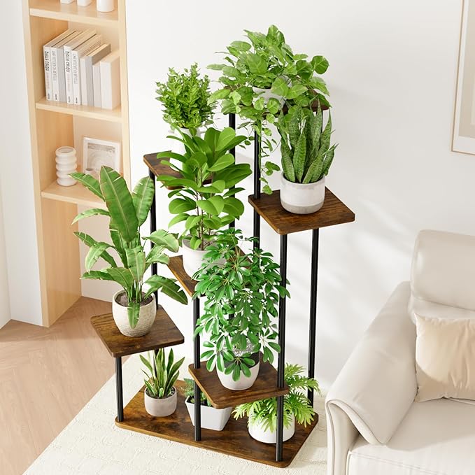 Bamworld Large Plant Stand Indoor 7 Tier Tall Metal Plant Shelf - Image 4
