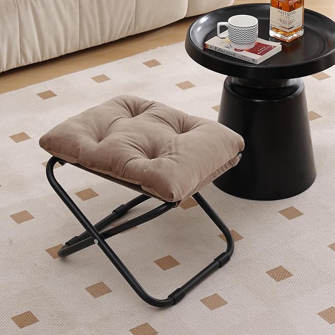 LITA Folding Footrest Stool, Portable Ottoman Foot Rest, Upholstered Small - Image 8