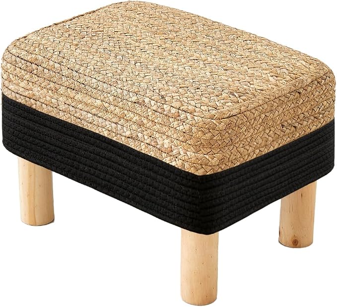 Ottoman Foot Stool Rectangular Footrest Natural Seagrass Footstool by ALeesing
