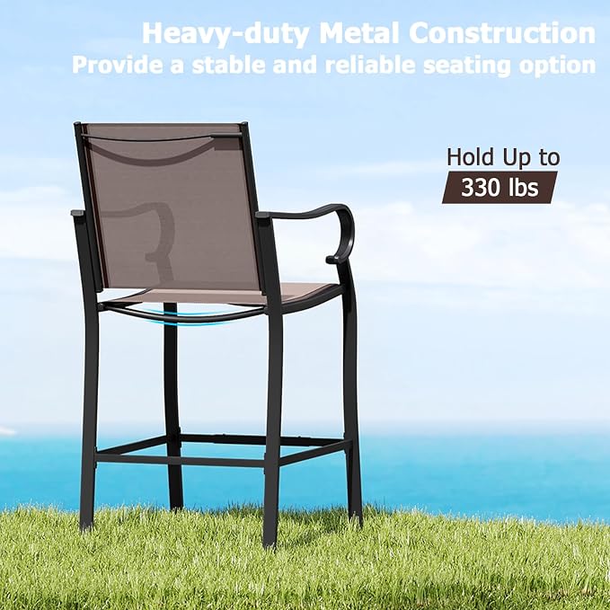 Tangkula Outdoor Bar Stools Set of 4, High Bistro Chairs - Image 6