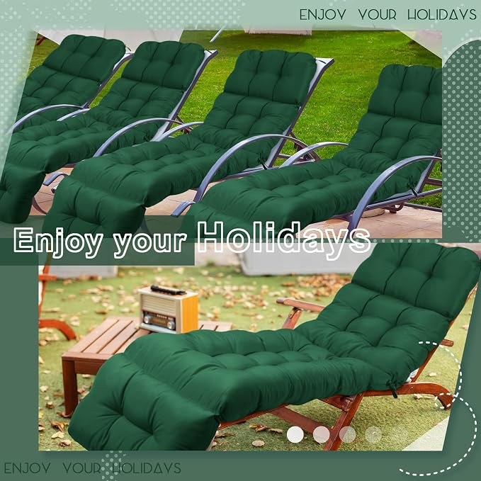 Outdoor Chaise Lounge Chair Cushion 72 x 22 x 4.21 Inches Thick Tufted Patio - Image 6
