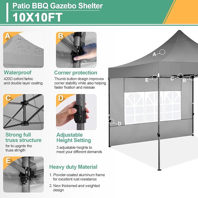 COBIZI 10x10 Pop Up Canopy Tent - Image 3
