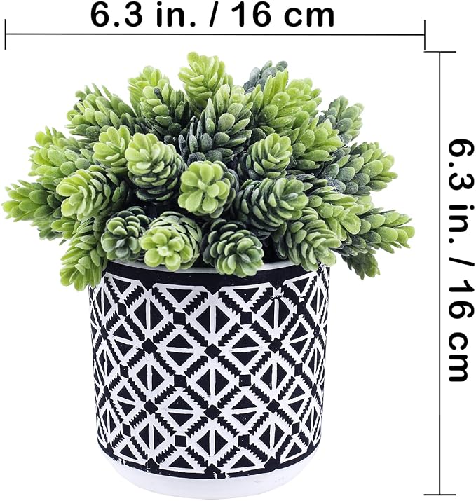 Winlyn 3 Pcs Small Potted Succulents Plants Artificial String of Pearls Aloe - Image 3