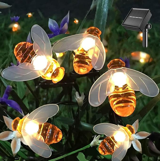 SEMILITS Solar String Lights 20LED Outdoor Waterproof Simulation Honey Bees by SEMILITS