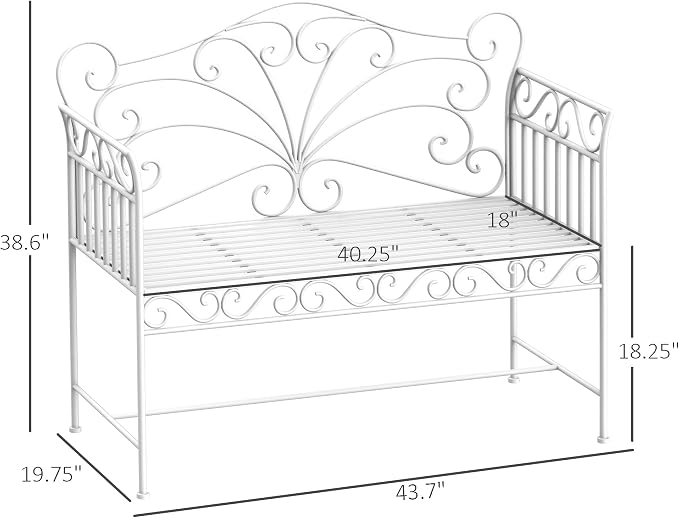 Outsunny 43" Garden Bench, Outdoor Patio Bench - Image 3