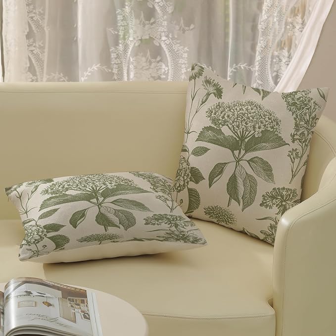 Sage Green Pillow Covers 24x24 Inch 2 Pcs Boho Vintage Floral Decor Throw - Image 4