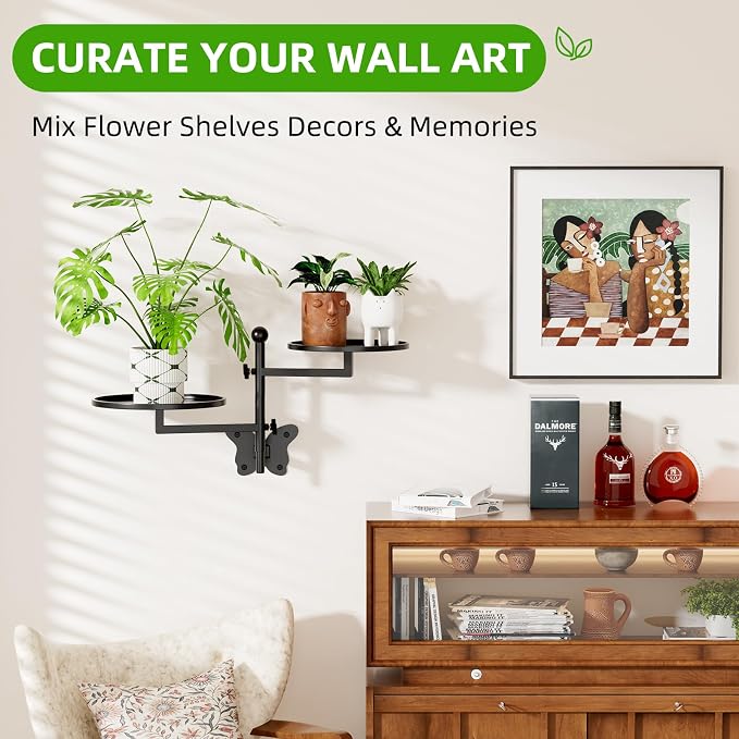 Rotating Window Wall Plant Shelves Indoor Wall Plant Stand Holder 2-Tier Floral - Image 5