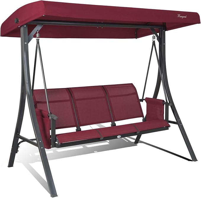 Kozyard Brenda 3-Seat Outdoor Porch Swing Glider, Patio Swing - Image 5