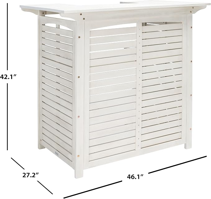 SAFAVIEH Outdoor Collection Monterey White Wash 3-Shelf Patio Bar Table - Image 15