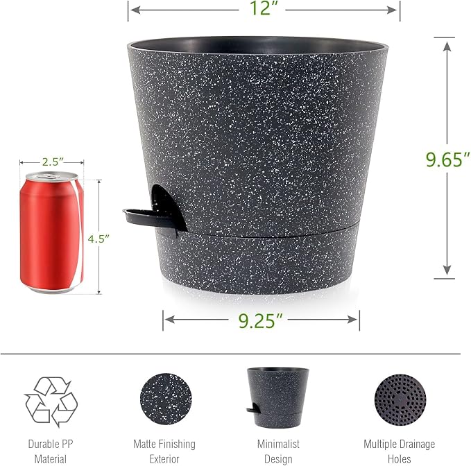 Self Watering Pots for Indoor Plants, 12 inch Planters - Image 5