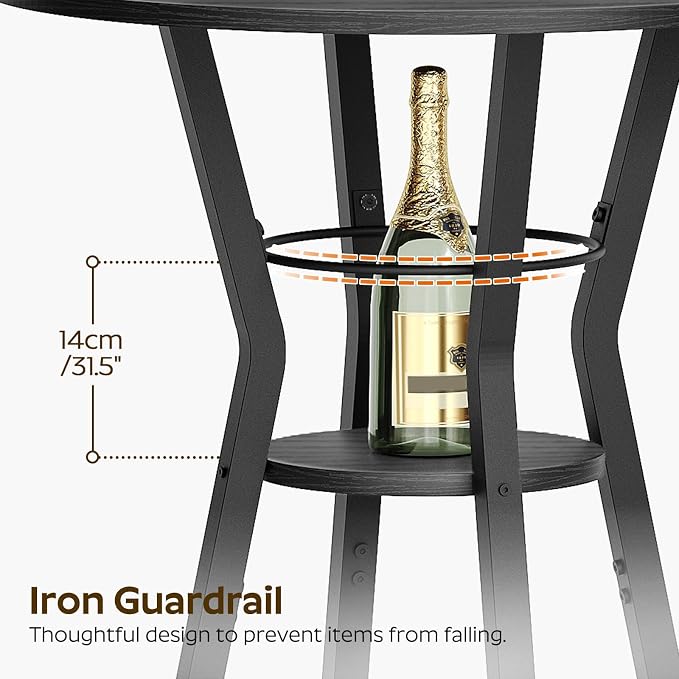 Bar Table, 2-Tier Round High Top Table, Pub Table, Home Bar Counter Height - Image 6