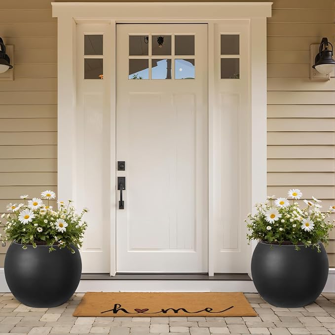 Large Round Planter with Drainage Hole, 13.7''H × 17.7''D Sphere Planter Indoor - Image 6