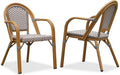 PURPLE LEAF French Bistro Chairs Set of 2 Aluminum Hand-Woven Rattan Wicker by PURPLELEAF