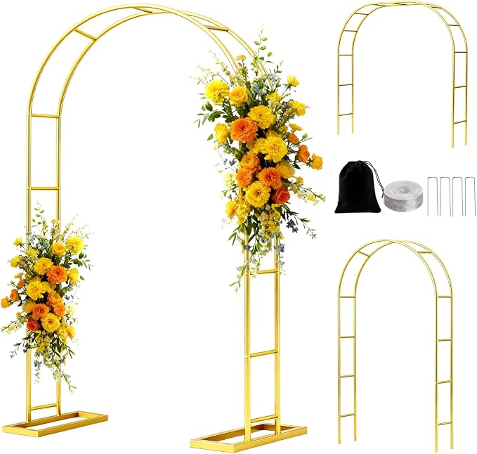 6.6FT Metal Garden Arch Trellis Arbor, Wedding Arch Stand by Nisoger