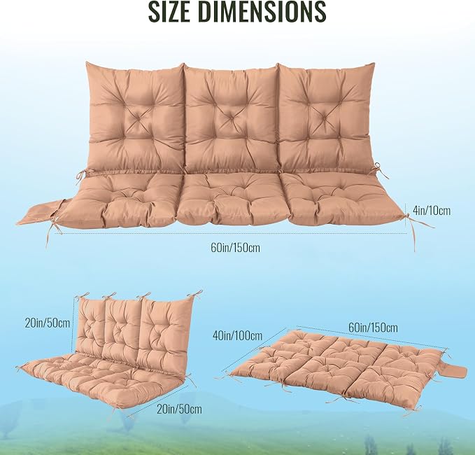 NACATIN 3 Seat Cushion for Outdoor Swing - Image 3