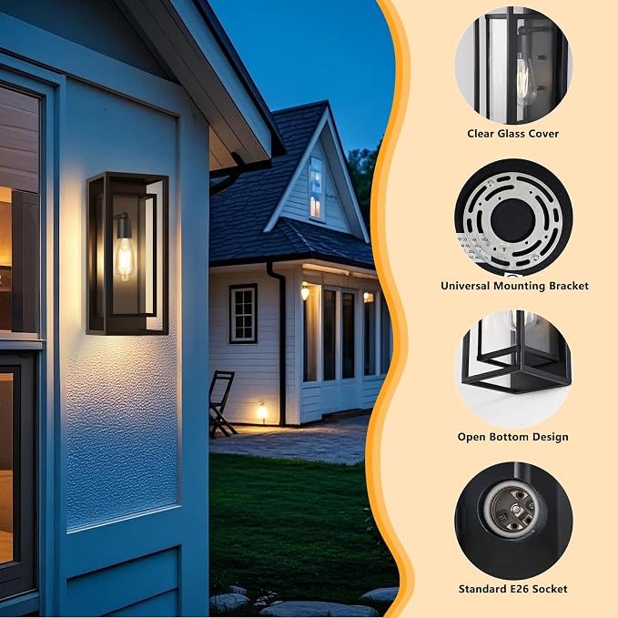 16.5'' Large Outdoor Wall Lights, 1 Pack Matte Black Exterior Waterproof - Image 3