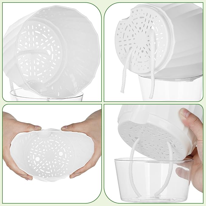 KIMCHOMERSE Self Watering Plant Pots, 6 Inch Plant Pots White, 6 Pack Flowers - Image 5
