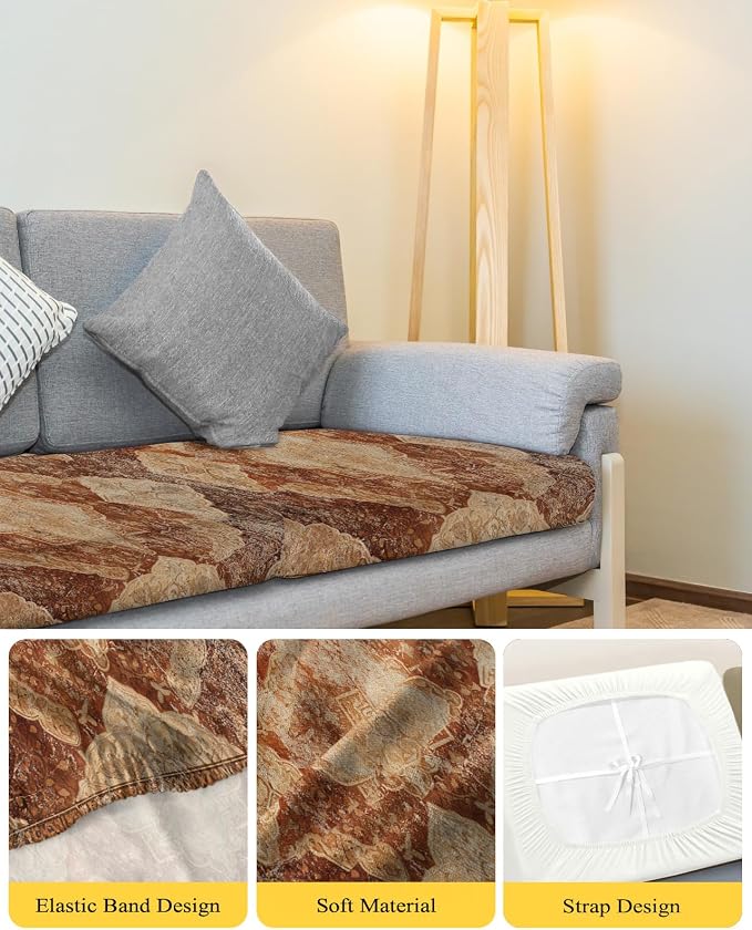 Brown Abstract Stretch Couch Sofa Cushion Covers, Sectional/Individual/L/T - Image 4