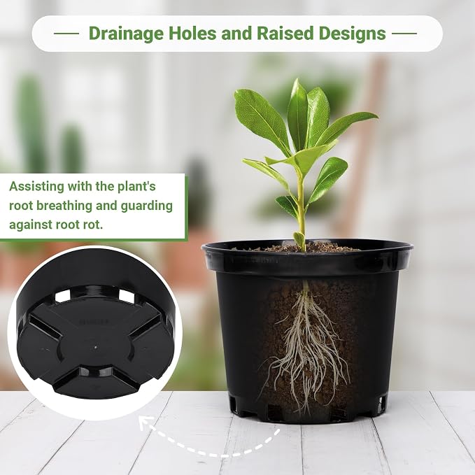 GREANER Plastic Garden Pots, 8 Inch Nursery Pots - Image 4