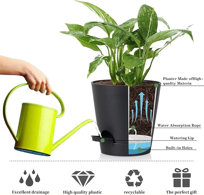 5 Pack 5 inch Self-Watering Pots, African Violets Planter - Image 5