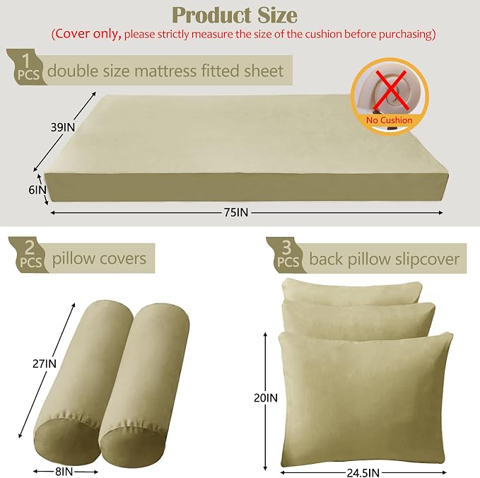 Twin Size Porch Swing Bed Mattress Cushion Cover Set, Waterproof Outdoor Daybed - Image 2