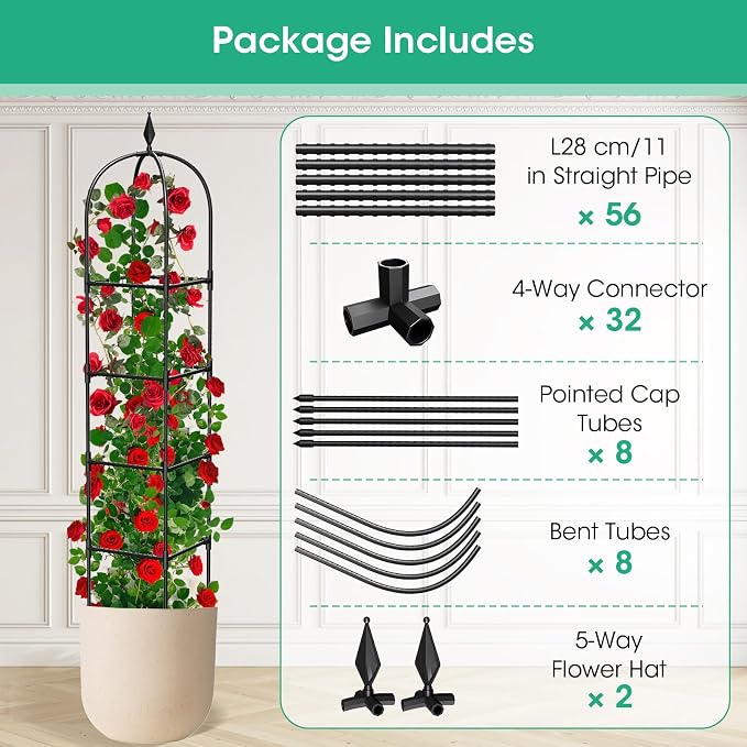 2 Pack Garden Obelisk Trellis for Climbing Plants, Tower Potted Cages for - Image 7
