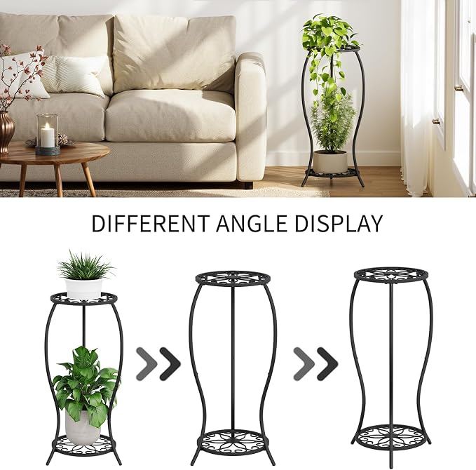 Plant Stand Indoor Outdoor, 2 Tier Metal Tall Plant Stand, Flower Pot Stand - Image 8