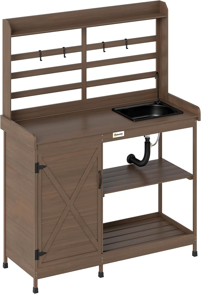 Outsunny Outdoor Wooden Potting Bench Table by Outsunny