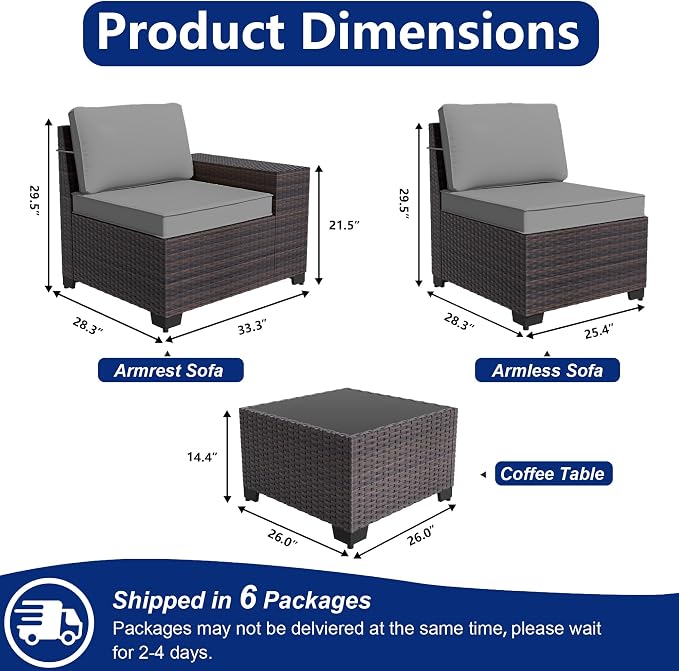 Outdoor Patio Furniture Set, 12 Pieces Outdoor Sectional Furniture High - Image 2