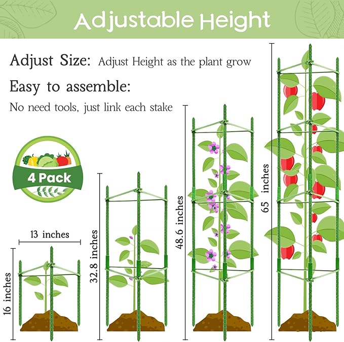 Legigo 4-Pack Tomato Cage for Garden Plant Support- Up to 63inch Garden Stakes - Image 2