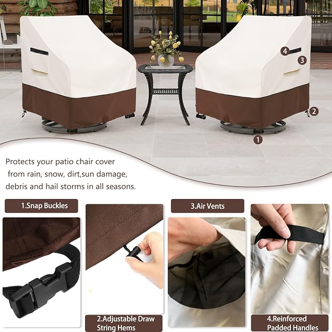 Patio Chair Covers Waterproof Patio Furniture Covers, 30W x 34 D x 38.5 H - Image 5