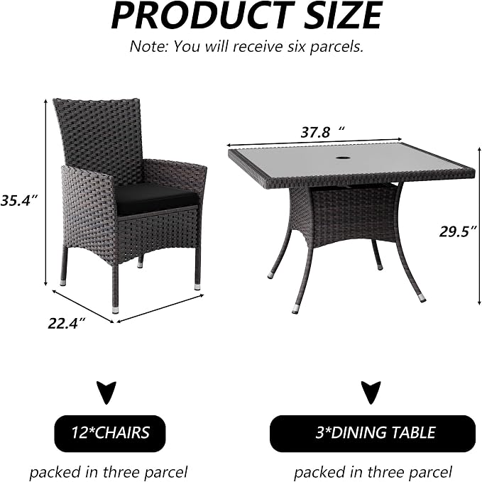 Kullavik 5-Piece Outdoor Dining Set Patio Rattan Furniture Set, Patio Dining - Image 4