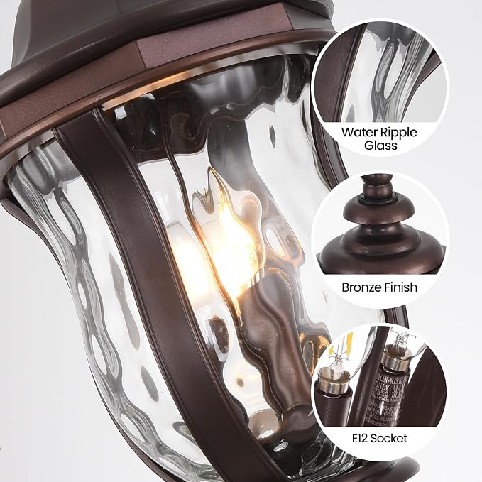 Large Outdoor Pendant Light Fixtures, 23.6'' Exterior Hanging Lantern Porch - Image 5