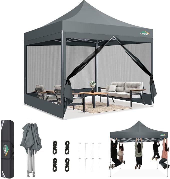 COBIZI 10x10 Canopy Tent, Heavy Duty Pop up Canopy by COBIZI