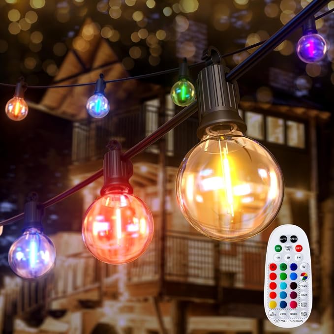 Brightown RGBW Outdoor String Lights, 29FT LED Patio Lights by Brightown
