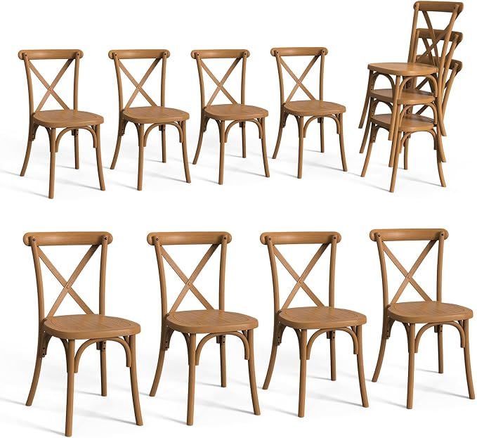 VINGLI Plastic Outdoor Dining Chairs Set of 8, Stackable Patio Dining Chairs by VINGLI