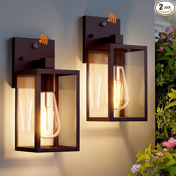 2 Pack Oil Rubbed Bronze Dusk to Dawn Outdoor Lantern Lamp Wall Mount, Sensor by Unknown