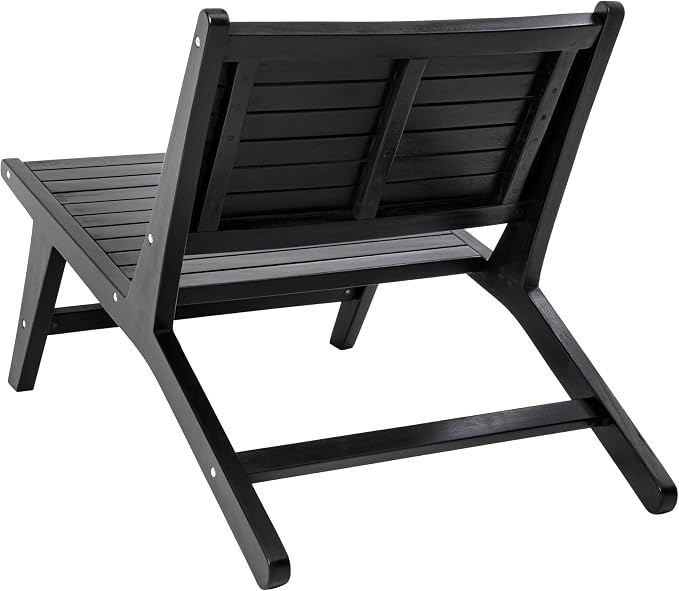 JONATHAN Y PAT2000C Leo Mid-Century Modern Wood Armless Outdoor Lounge Chair - Image 7